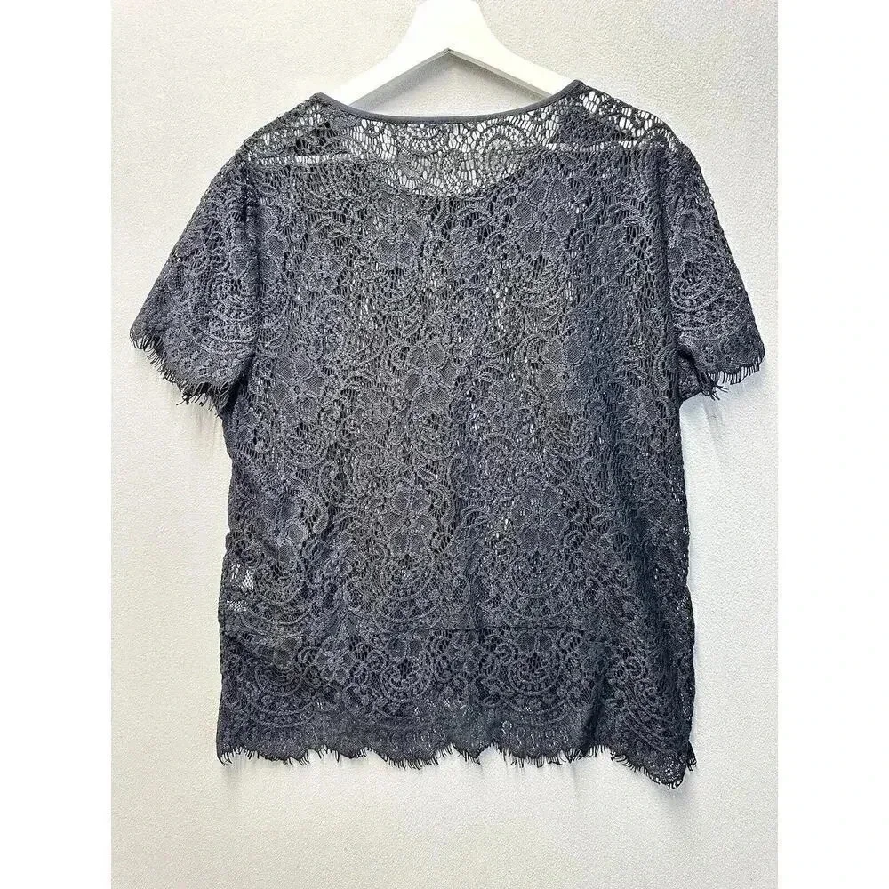 New York & Company Women’s‎ Size XL Blue Lace See-Through Blouse